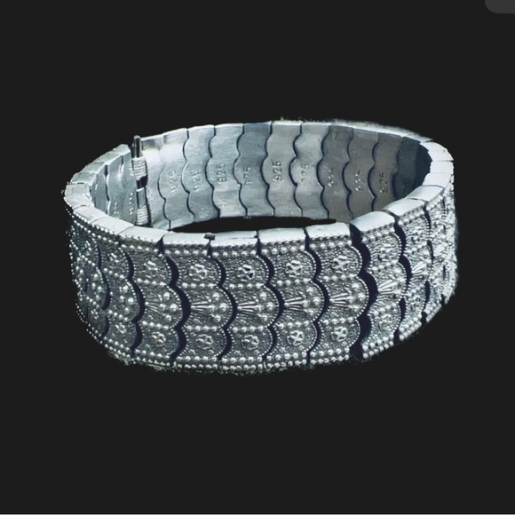 Maxfield of Malibu Sterling Silver Custom Ornate Pattern Bracelet ONE OF A KIND - Picture 2 of 8